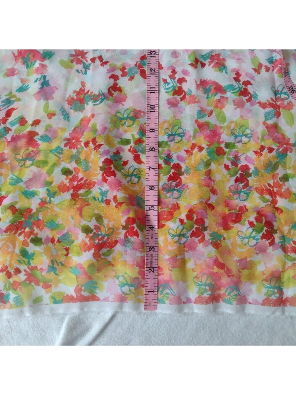 Chiffon Border Print Floral Fabric 59" w X 4 Yds White Yellow Retro Dress Length - Picture 5 of 8